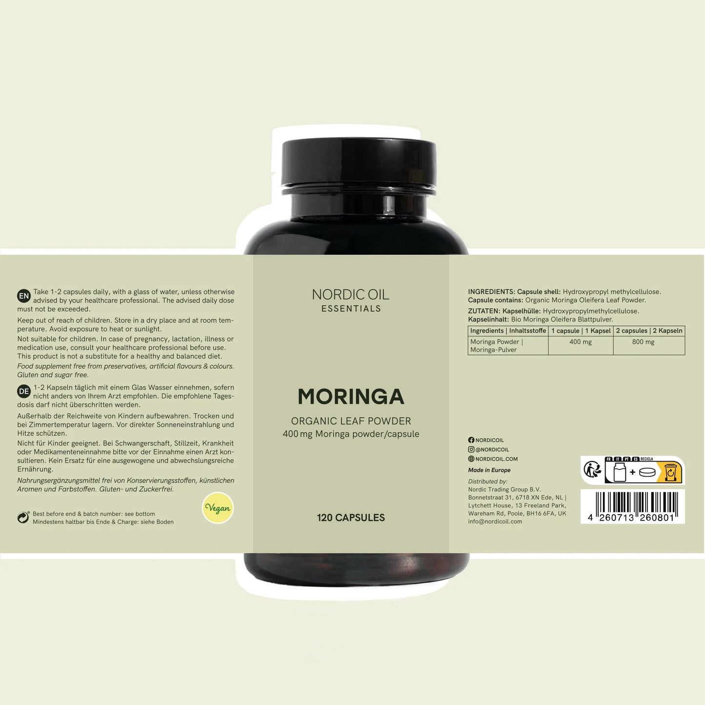 Cápsulas de Moringa em Pó