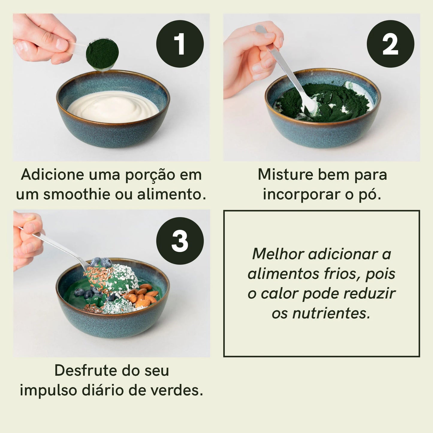 Pó de Spirulina e Chlorella
